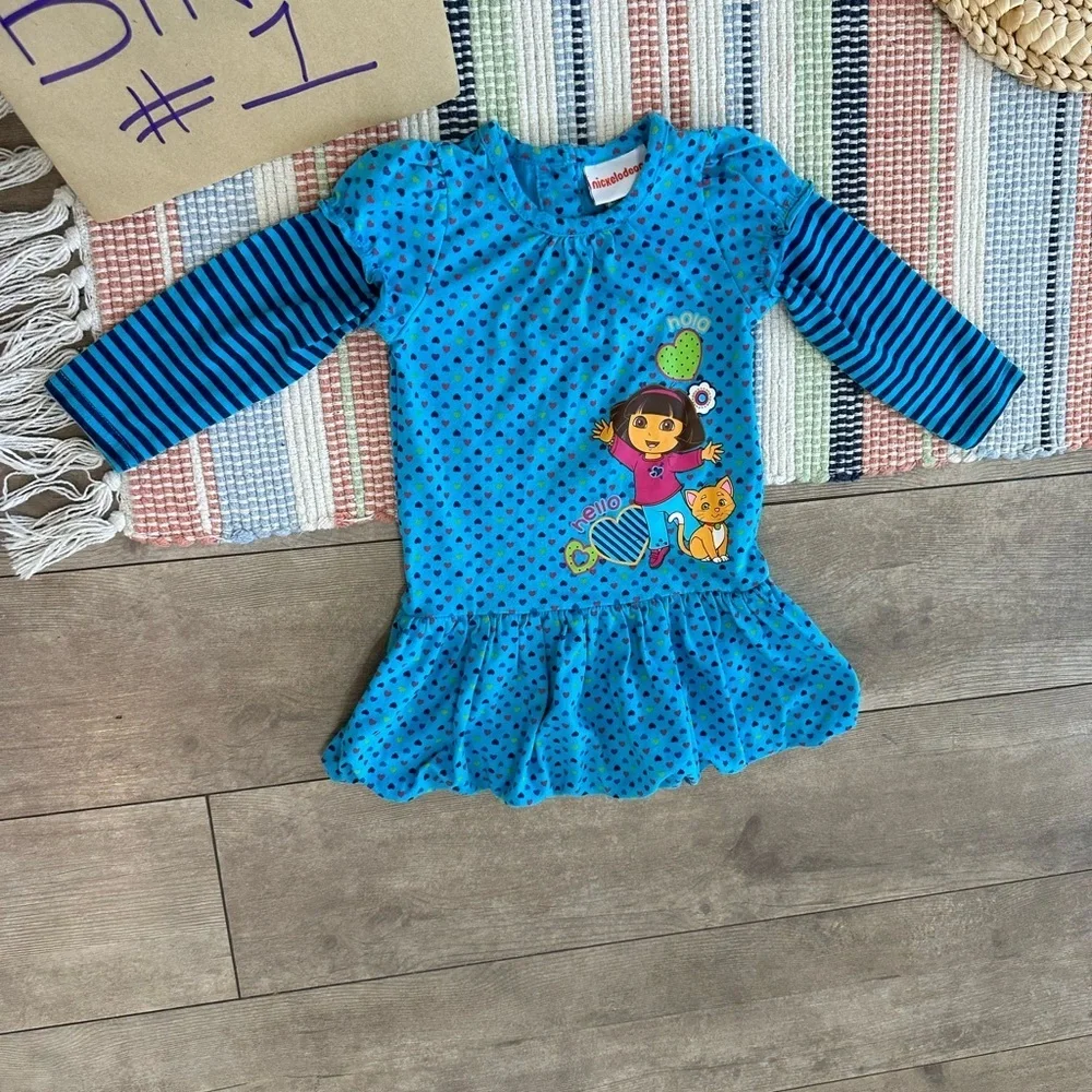 Y2K Vintage Dora the Explorer Baby Toddler Girl Long Sleeve Dress Tunic 18 Month